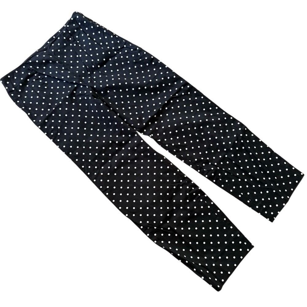 Vintage Carlisle Cotton Black & White Polka Dots Side Zip Ankle Pants Wm Med EUC